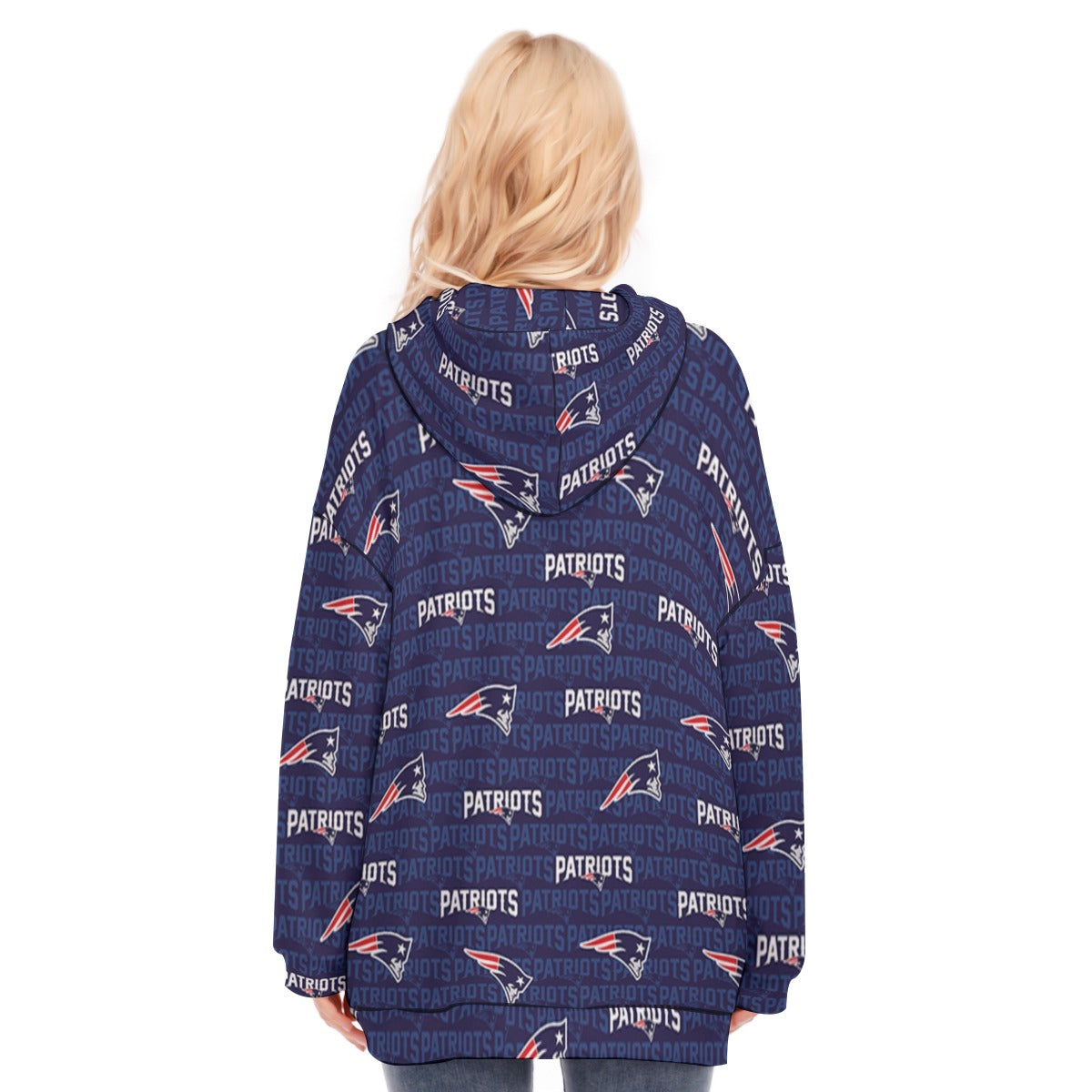 New England Football Game Day All-Over Print Women's Long Hoodie With Zipper Closure