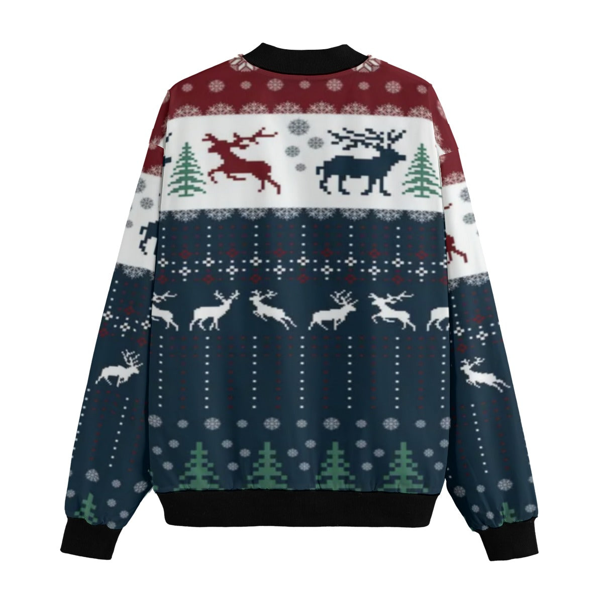 Urban Legend Snow Inspired Pattern Christmas New Year Red Blue Fleece Bomber Jacket