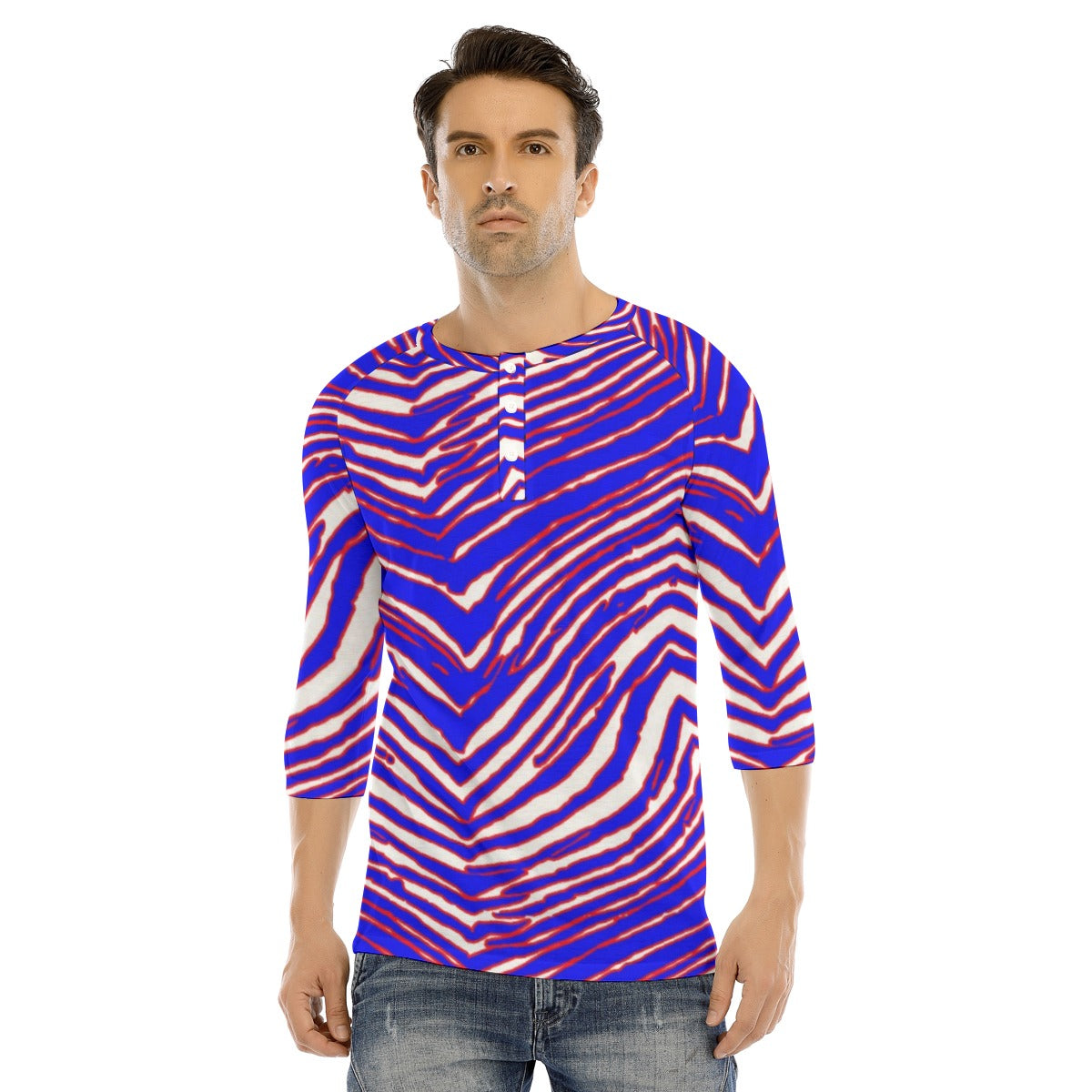 Buffalo Bills Zubaz Men's Bracelet Sleeve T-shirt With Button Closure