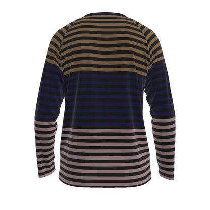 Multicolor Striped Long Sleeve Shirt – Elegant Retro Gradient Design