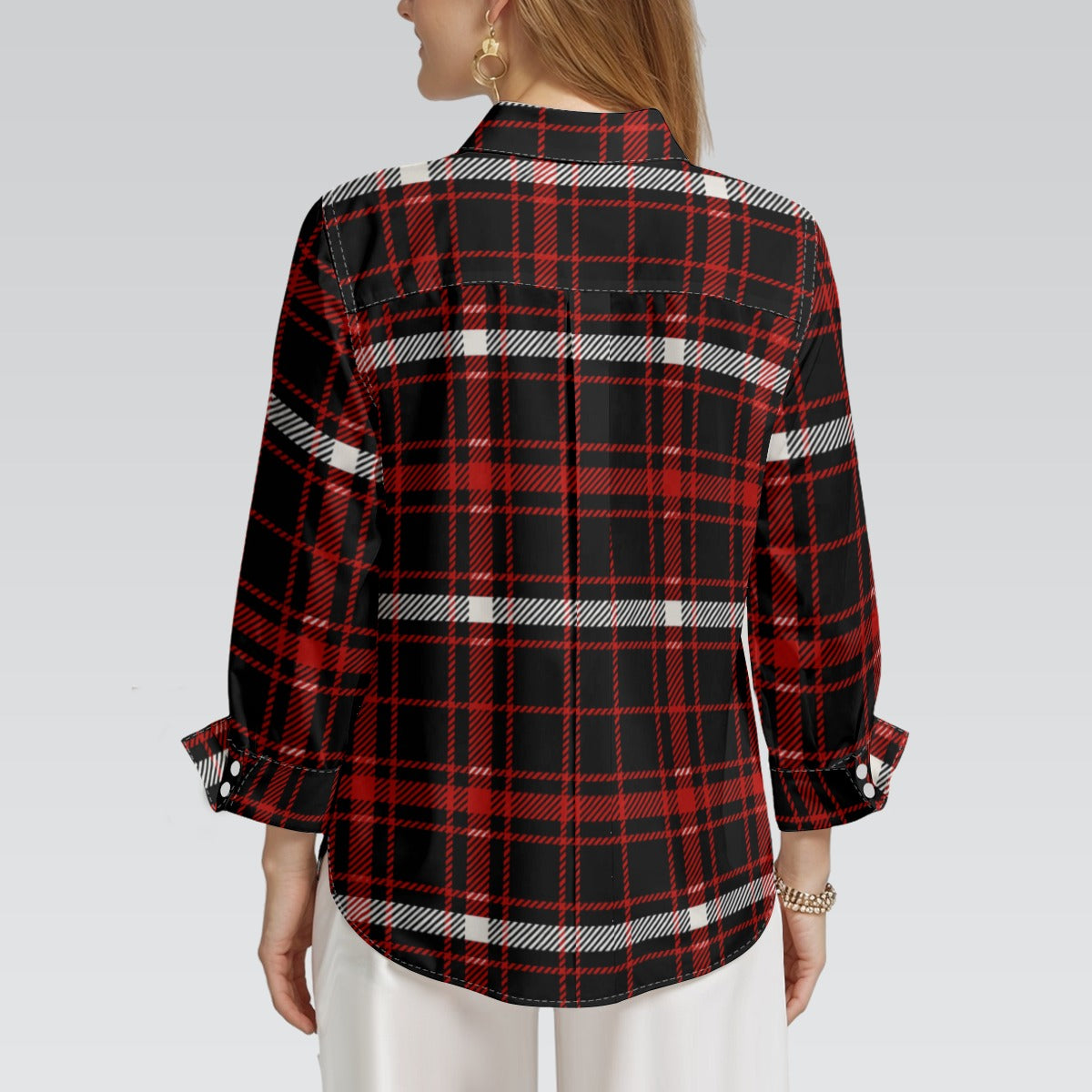 Nebraska Tartan Plaid Cornhuskers Women's 3/4 Sleeve Shirt