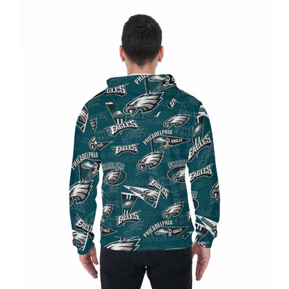 Philadelphia Football Game Day All-Over Print Zip Up Hoodie With Pocket