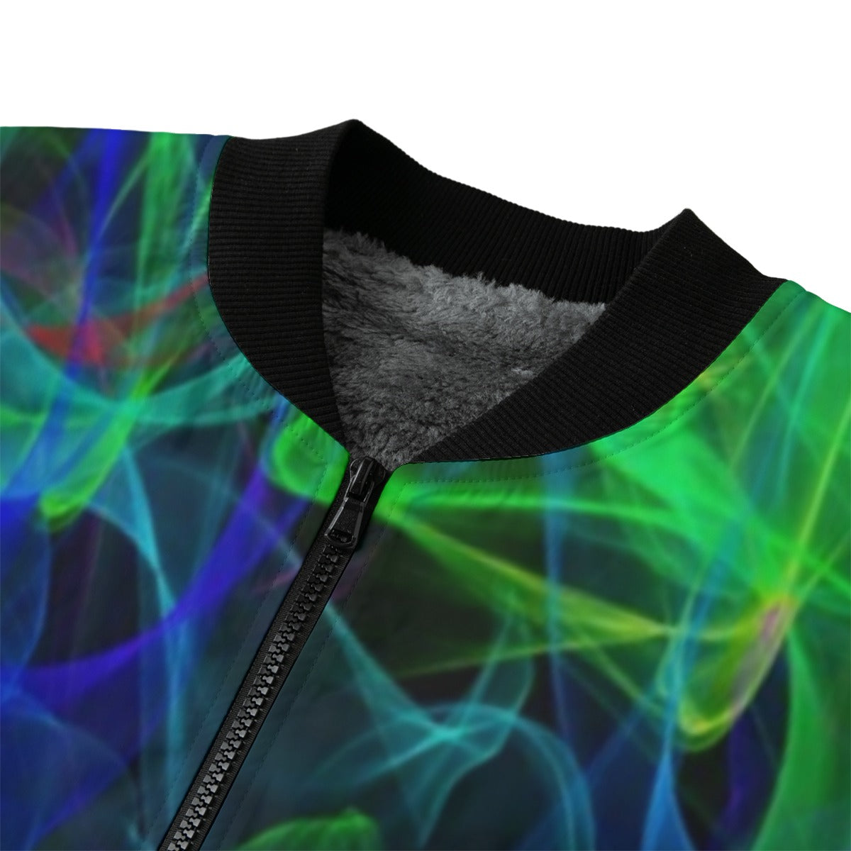 Neon Nights Colorful Smoke Fleece Bomber Jacket – Bold Festival Streetwear
