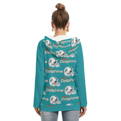 Miami Football Game Day All-Over Print Women's Hoodie With Double Hood