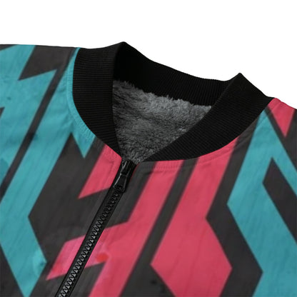 Abstract Graffiti Fleece Bomber Jacket – Seamless Streetwear Pattern for Urban Style