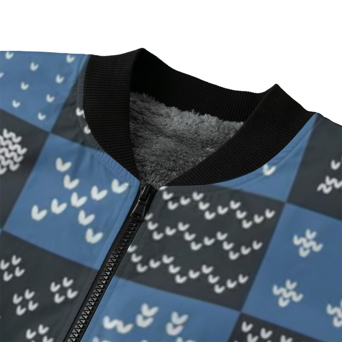 Urban Legend Blue Snow Knitted Christmas and New Year Fleece Bomber Jacket