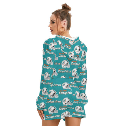 Miami Football Game Day All-Over Print Women's Mirco Fleece Hoodie And Shorts Set