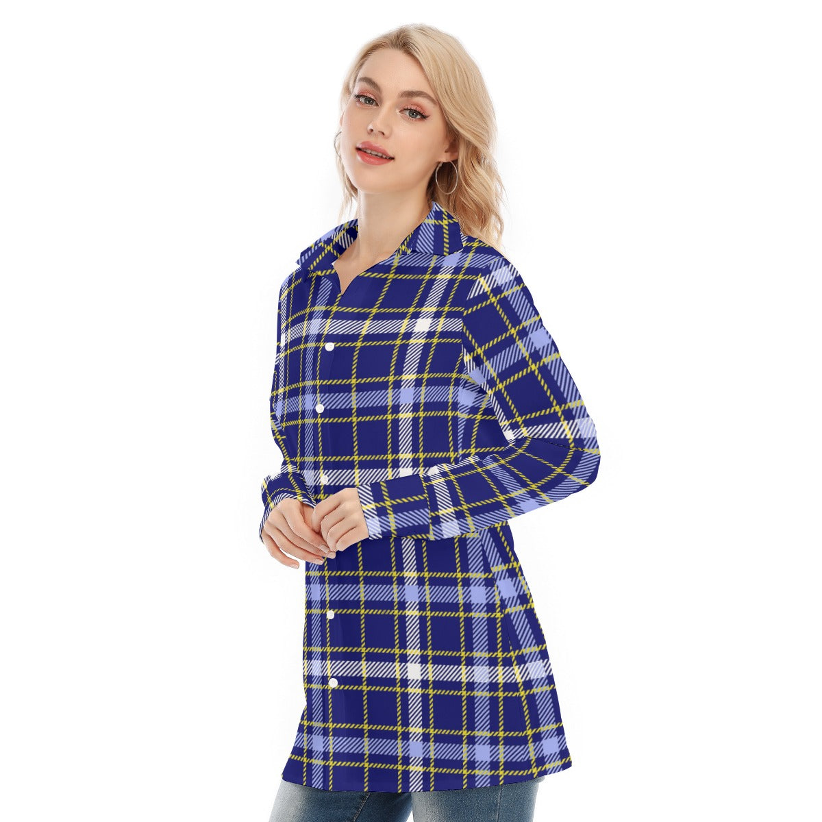 Michigan Tartan Plaid Wolverines Women's Long Shirt |115GSM Cotton poplin