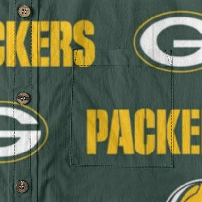 Green Bay Football Game Day All-Over Print Men's Casual Lapel Long Sleeve Shirt|125GSM Cotton