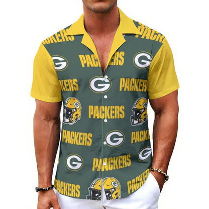 Green Bay Football Game Day All-Over Print Men's Hawaiian Shirt With Button Closure