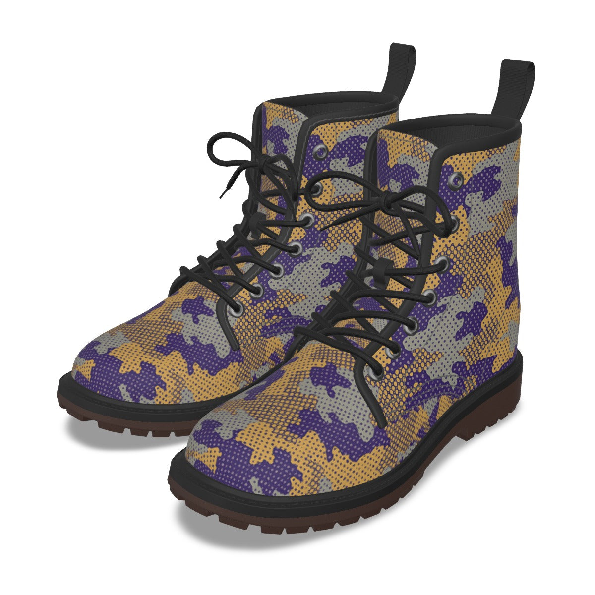 Urban Legend Washington Purple and Gold Camo Martin Short Boots – Huskies-Inspired Streetwear for Ga