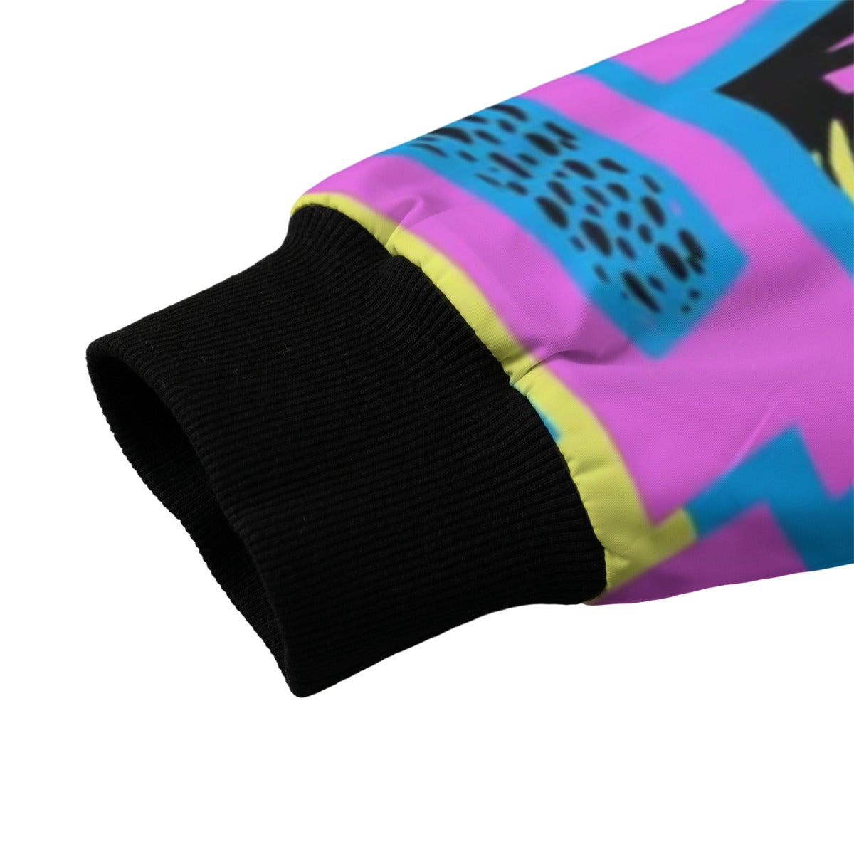 Urban Legend 90s Street Icons – Geometric Curved Lines Graffiti Seamless Fleece Bomber Jacket