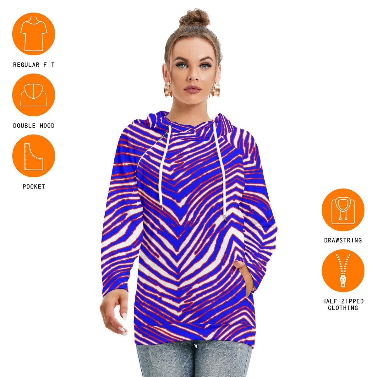Buffalo Bills Zubaz Women's Hoodie With Double Hood