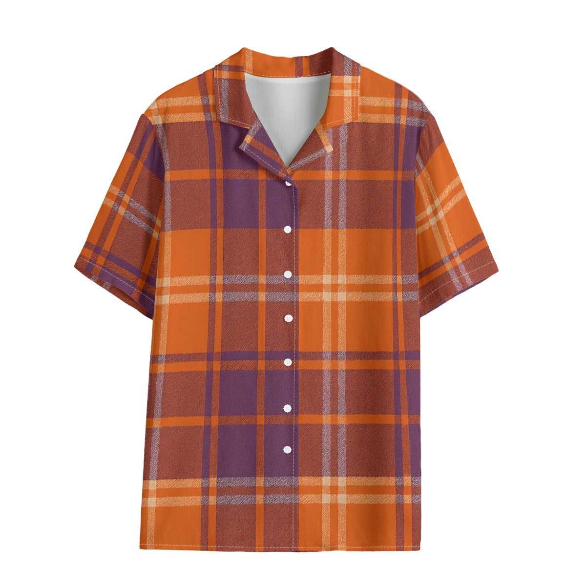 Clemson Tartan Plaid  Women's Hawaii Shirt | Rayon