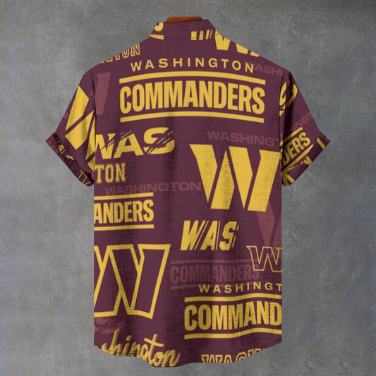 Washington Commanders Men's Stand Collar Shirt|110GSM Imitation Flax