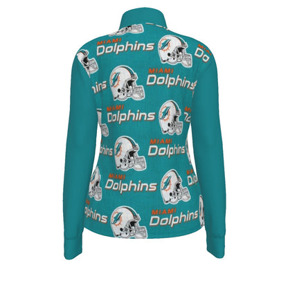 Miami Football Game Day All-Over Print Women's Long Sleeve Thumbhole Jacket|230GSM