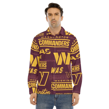 Washington Commanders Men's Lapel Collar Shirt With Concealed Placket