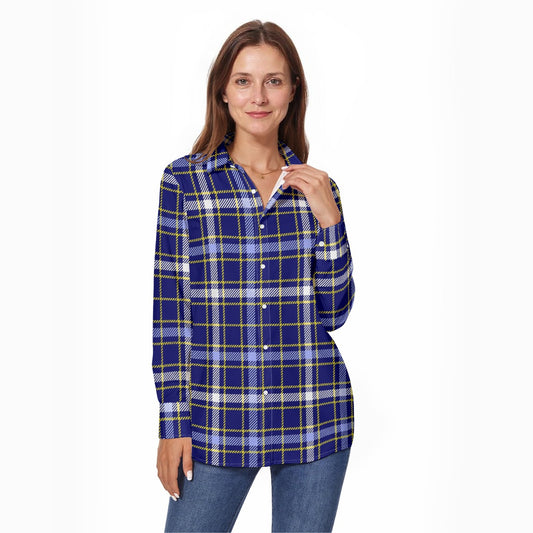 Michigan Tartan Plaid Wolverines Women's Long Sleeve Shirt
