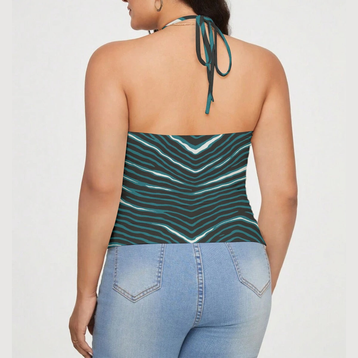 Philadelphia Football Game Day All-Over Print Women's Lace-Trimmed Tie-Back Top