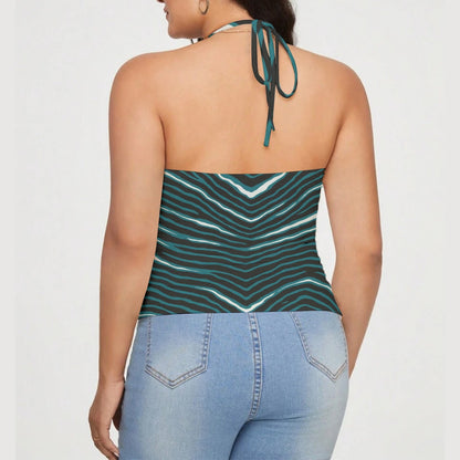 Philadelphia Football Game Day All-Over Print Women's Lace-Trimmed Tie-Back Top