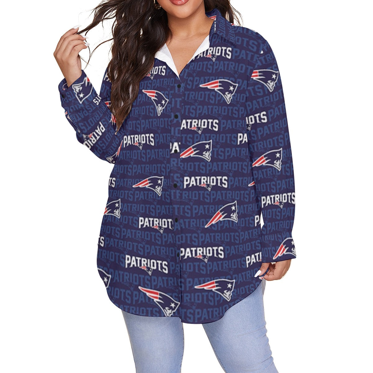 New England Football Game Day All-Over Print Women's Shirt With Long Sleeve(Plus Size)