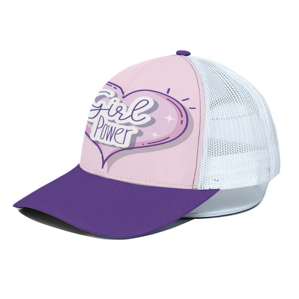 Girl Power Heart Trucker Hat – Feminine Confidence and Motivation Cap