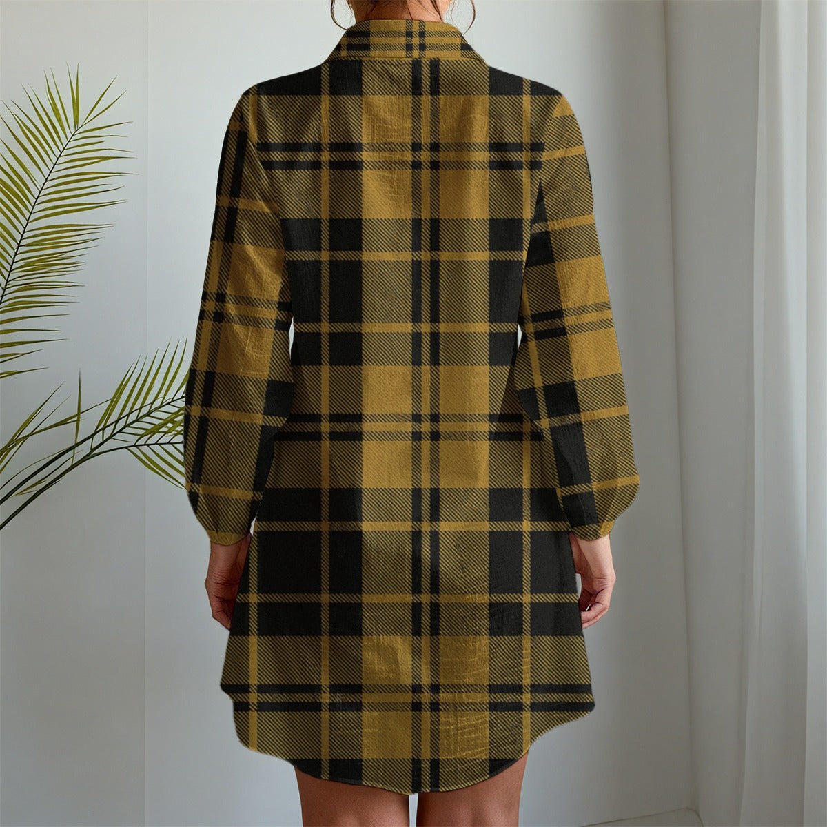 Central Florida tartan plaid  Women's Long Sleeve Shirt Dress