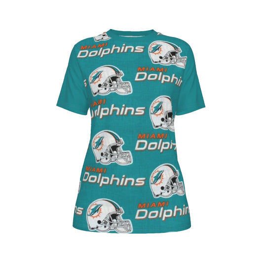 Miami Football Game Day All-Over Print Women's O-Neck T-Shirt|180 GSM Jersey