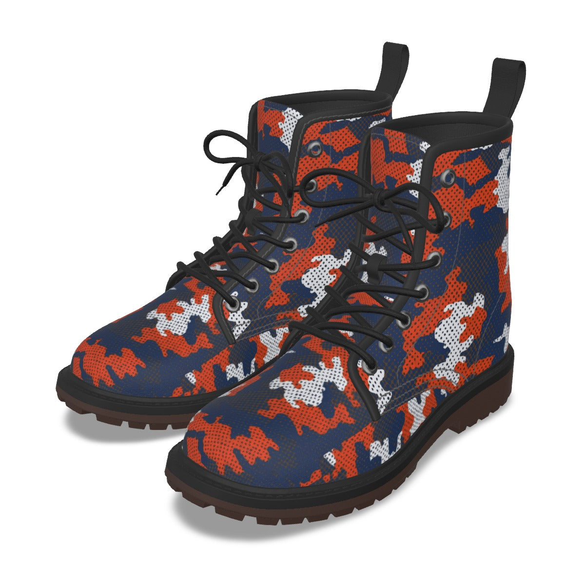 Urban Legend Virginia Navy and Orange Camo Martin Short Boots – Cavaliers-Inspired Streetwear for Ga