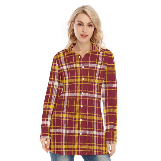 Minnesota Tartan Plaid Golden Gophers Women's Long Shirt |115GSM Cotton poplin