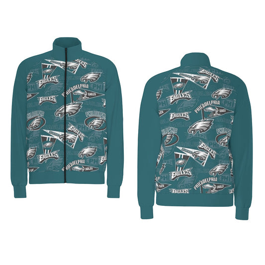 Philadelphia Football Game Day All-Over Print Men's Raglan-Sleeve Stand Collar Jacket