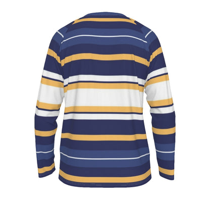 Navy and Yellow Striped Long Sleeve Shirt – Bold Classic Energy
