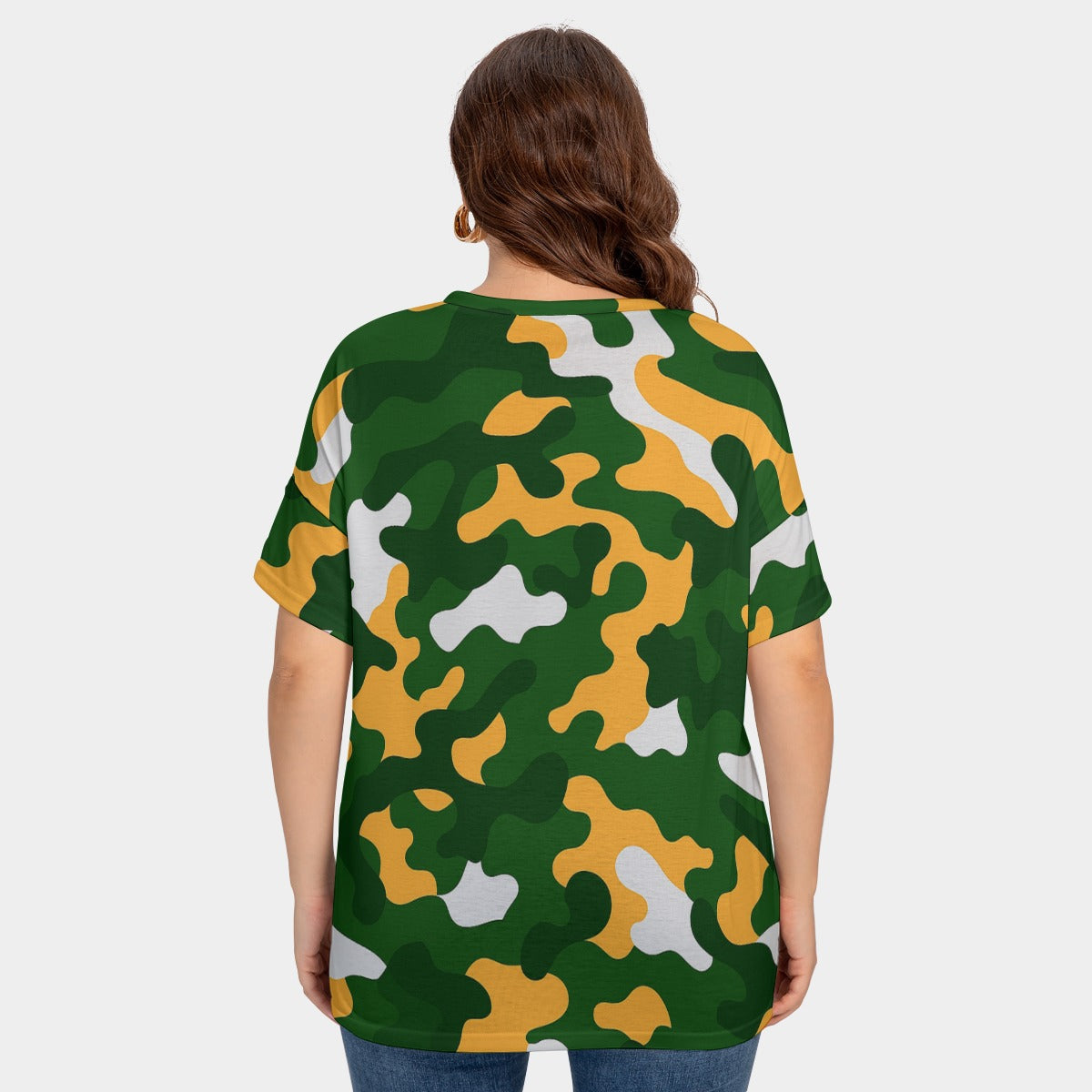 Green Bay Football Game Day All-Over Print Women's Drop-shoulder Short Sleeve T-shirt With Sleeve Loops(Plus Size)