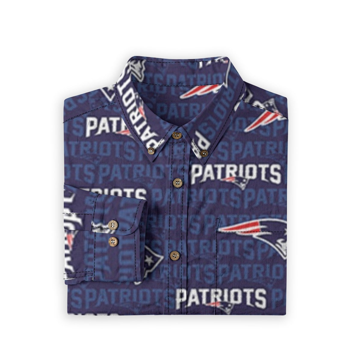 New England Football Game Day All-Over Print Men's Casual Lapel Long Sleeve Shirt|125GSM Cotton