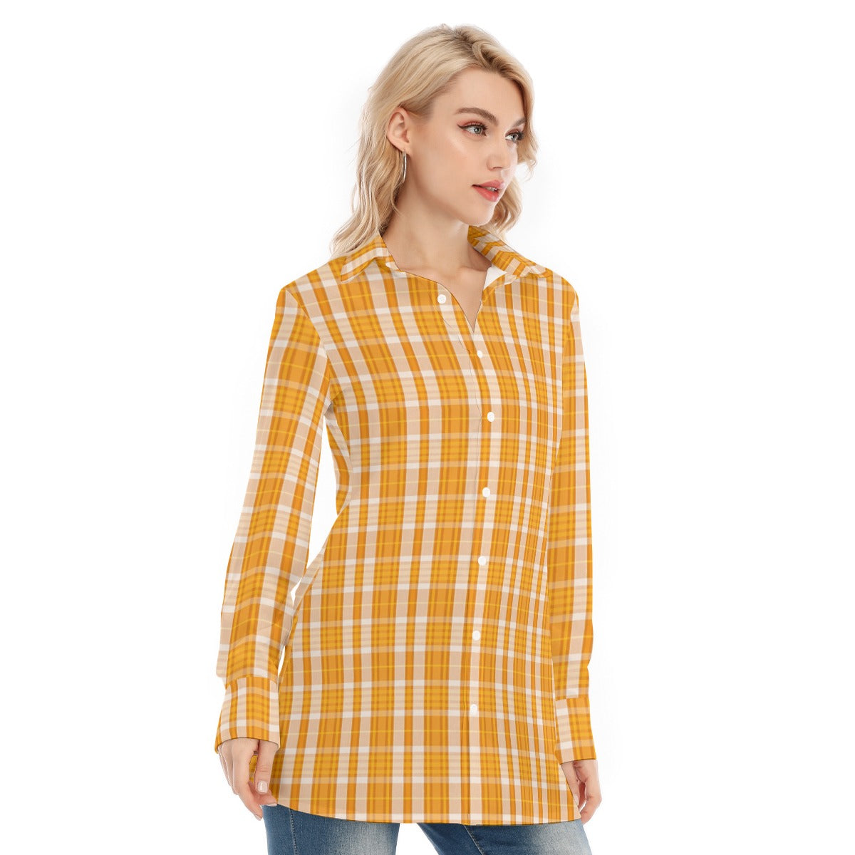Tennessee Tartan Plaid Volunteers Women's Long Shirt |115GSM Cotton poplin