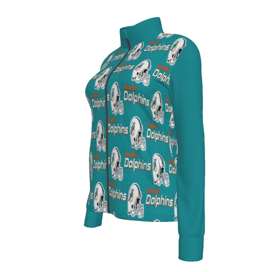 Miami Football Game Day All-Over Print Women's Long Sleeve Thumbhole Jacket|230GSM