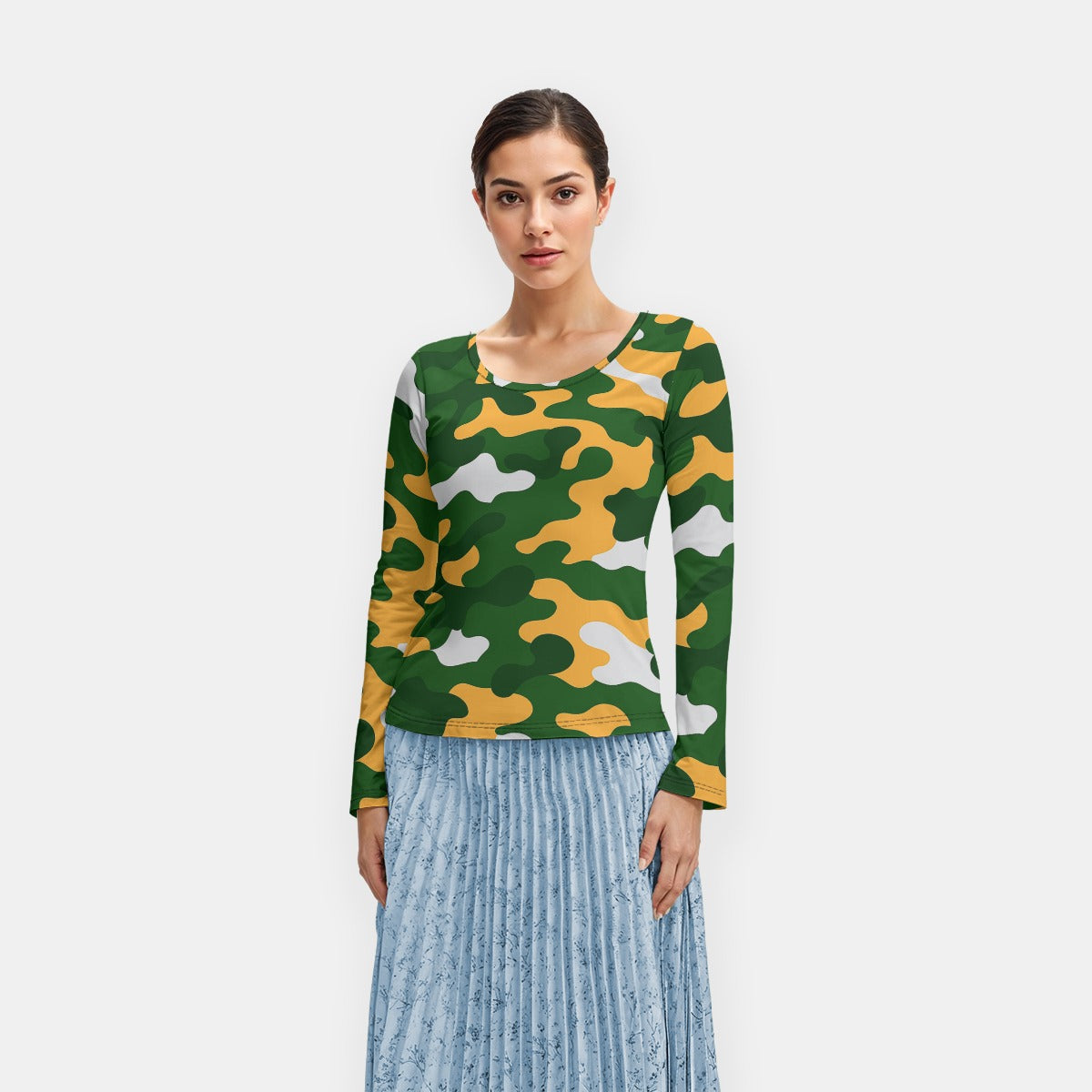 Green Bay Football Game Day All-Over Print Women's Long Sleeve T-Shirt With Slightly Flared Sleeves