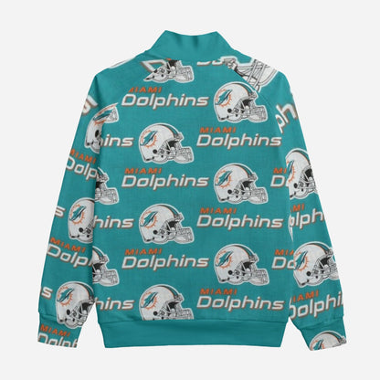 Miami Football Game Day All-Over Print Unisex Stand Up Collar Jacket With Raglan Sleeve | 310GSM Cotton