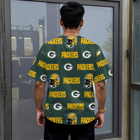 Green Bay Football Game Day All-Over Print Unisex Drop-shoulder T-shirt|180GSM