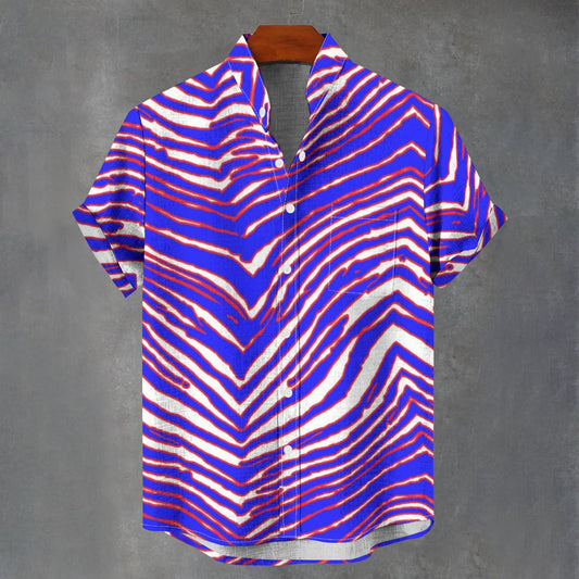 Buffalo Bills Zubaz Men's Stand Collar Shirt|110GSM Imitation Flax