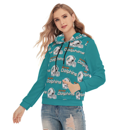 Miami Football Game Day All-Over Print Women's Slim Pullover Hoodie