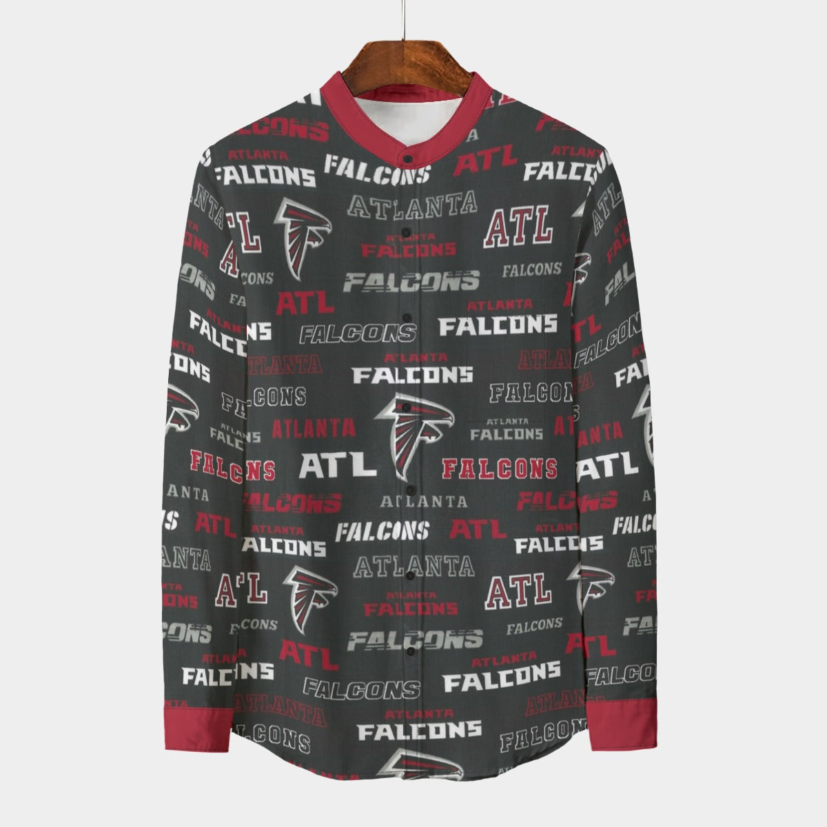 Urban Legend Atlanta Falcons Stand Collar Shirt With Long Sleeve | 110GSM Imitation Flax