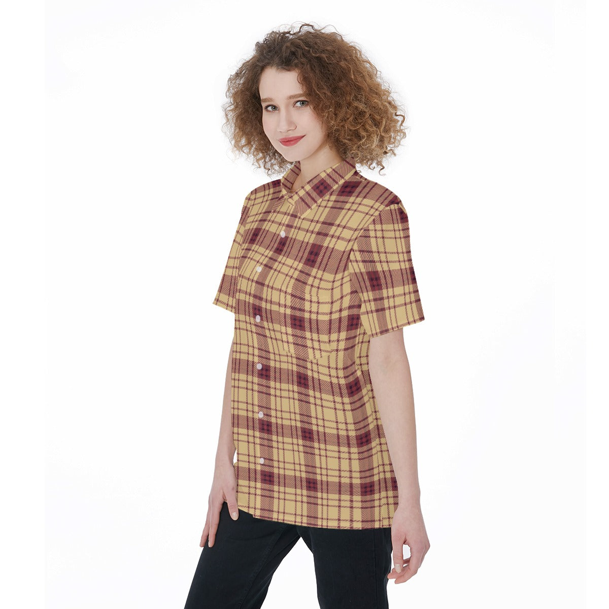 Florida  Seminoles Tartan Plaid Women's Short Sleeve Shirt With Pocket
