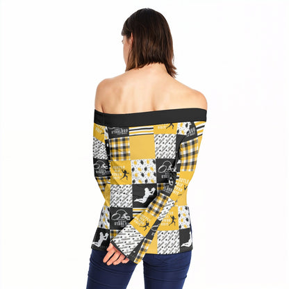 All-Over Print Women Off-Shoulder Long Sleeve Top