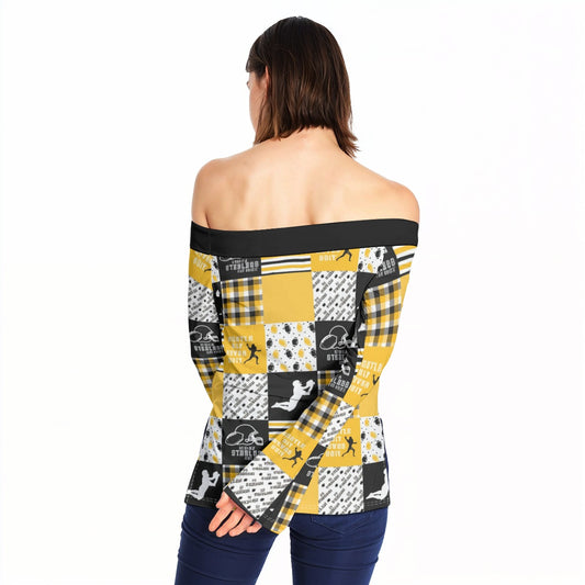 All-Over Print Women Off-Shoulder Long Sleeve Top