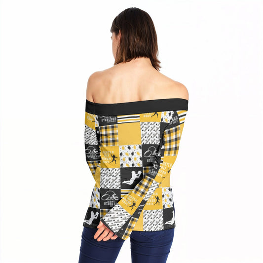 Pittsburgh Steelers Women Off-Shoulder Long Sleeve Top