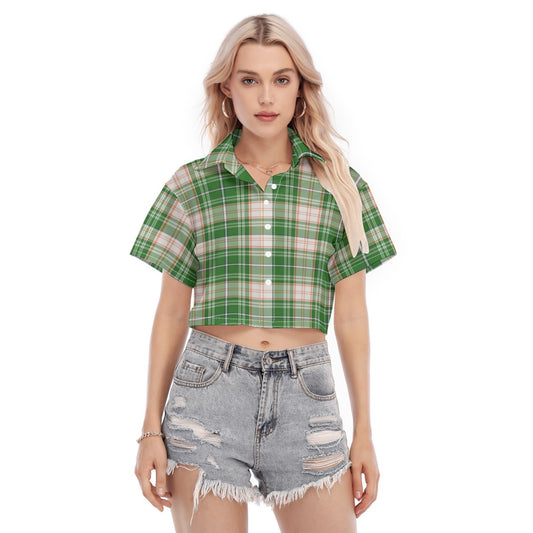 Miami Tartan Plaid Hurricanes Women's Cropped Shirt