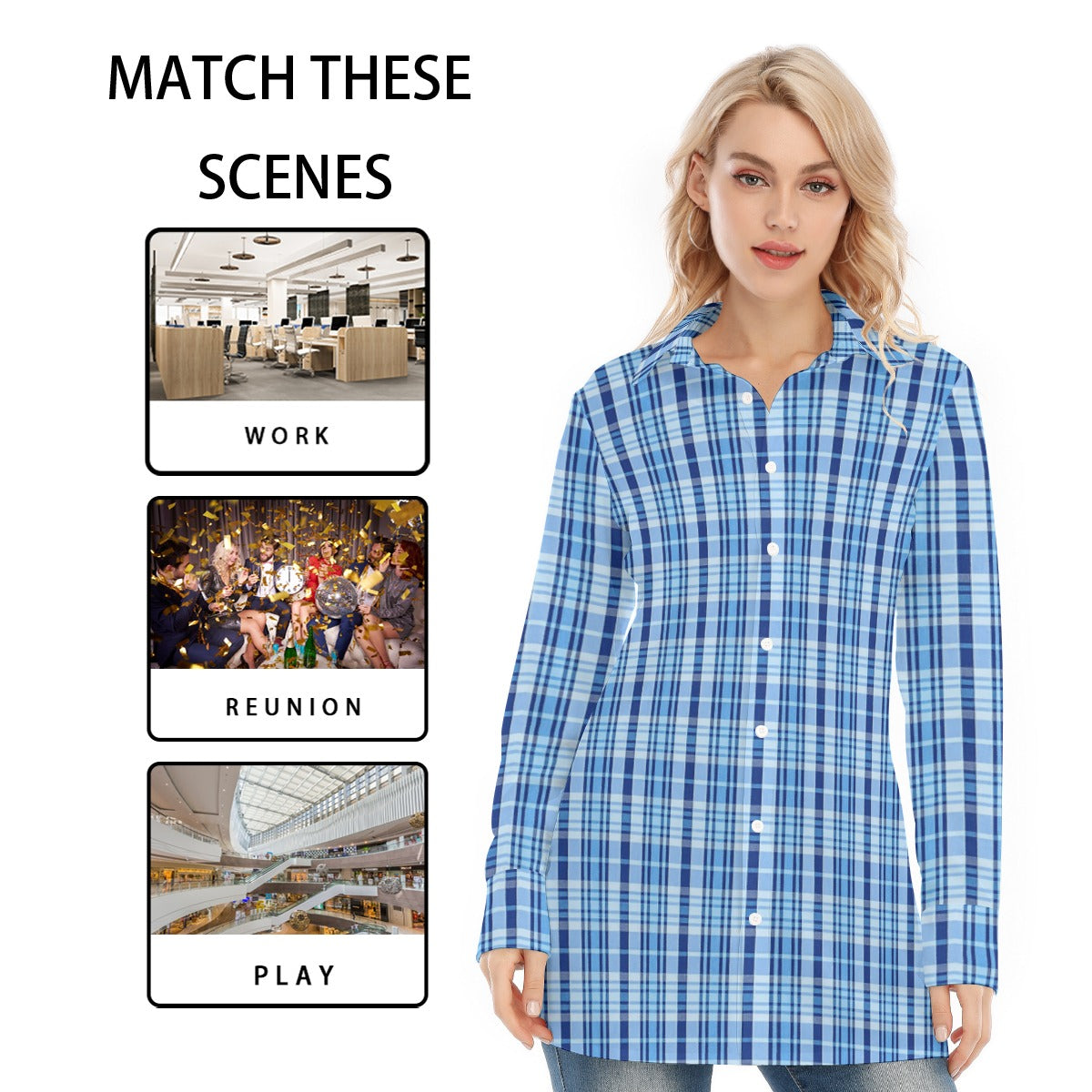 North Carolina Tartan Plaid Tar Heels Women's Long Shirt