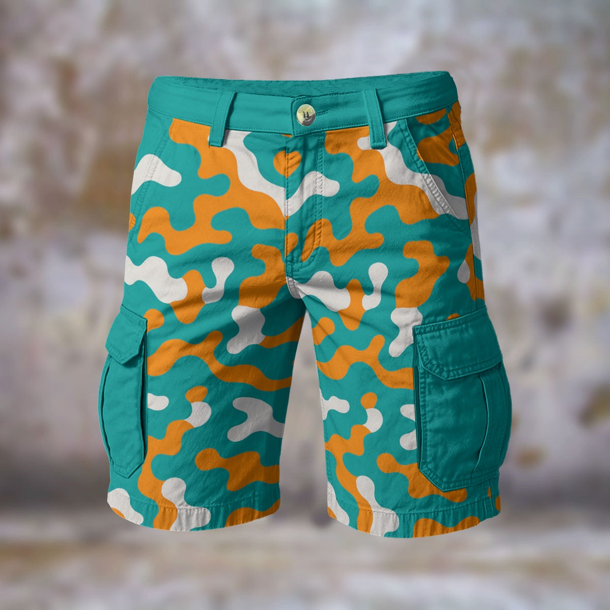 Urban Legend Miami Dolphins Aqua Orange White Camo Cargo Shorts