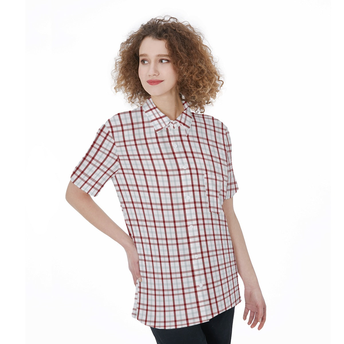 Indiana Tartan Plaid Bloomington  Hoosiers Women's Short Sleeve Shirt With Pocket